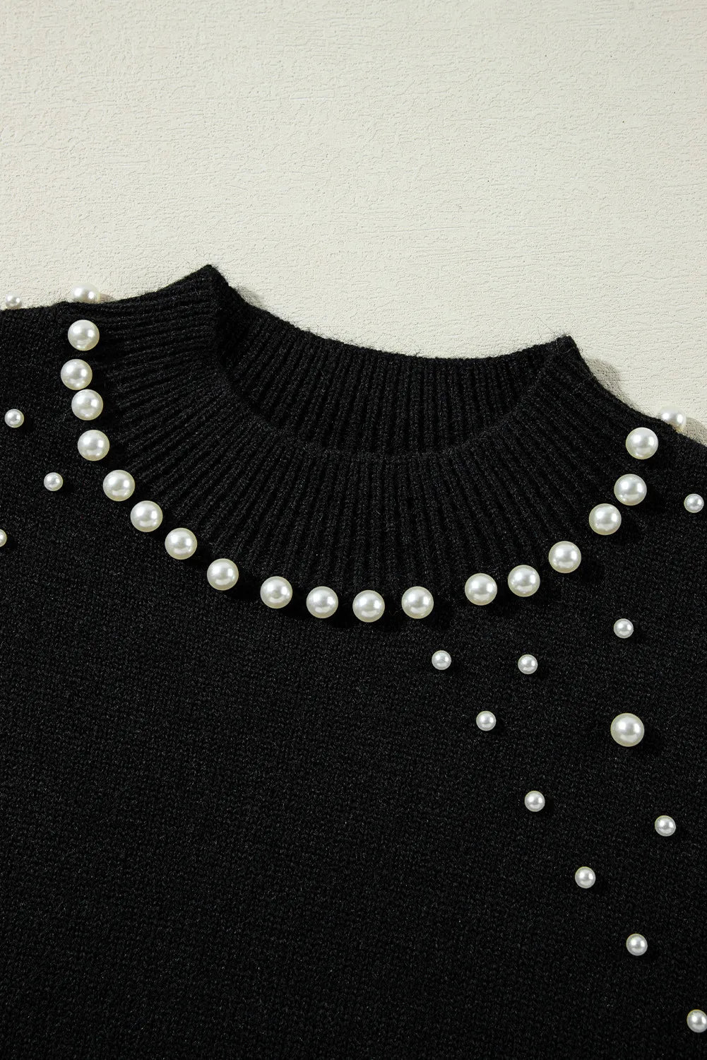 Pre-Order: Pearl Detail Mock Neck Long Sleeve Sweater