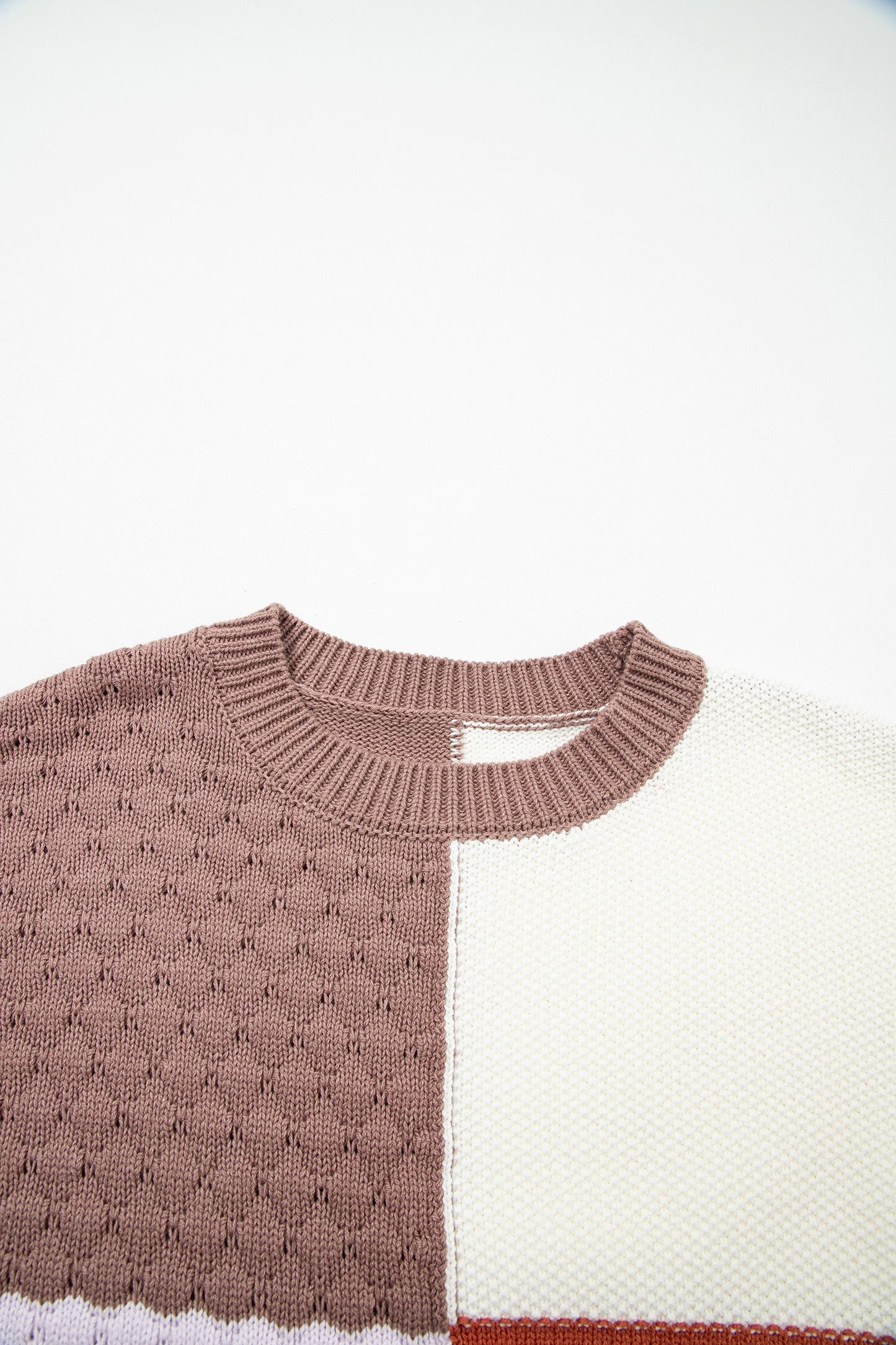 Neutral Tones - Colorblock Knit Sweater