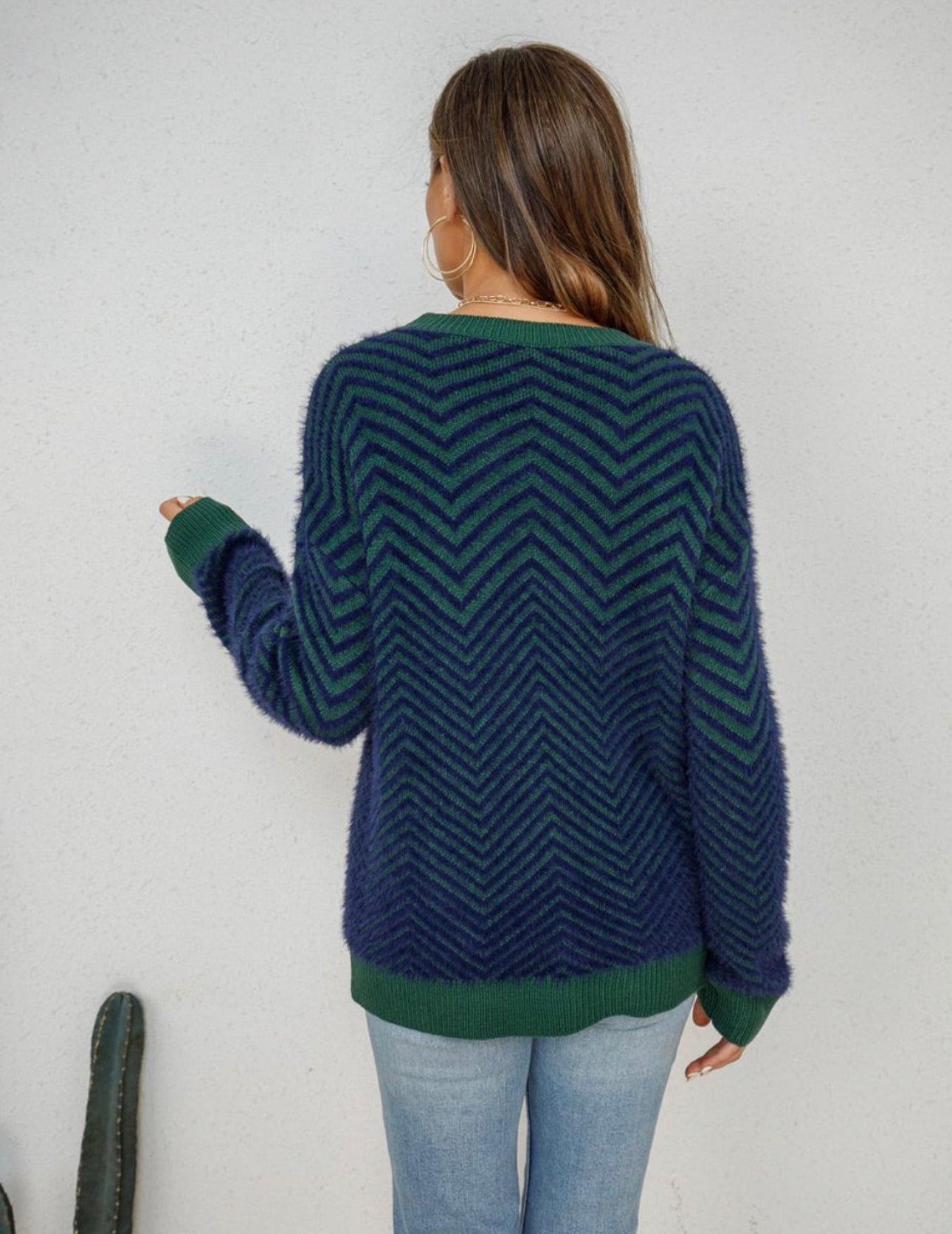 Chevron chenille sweater