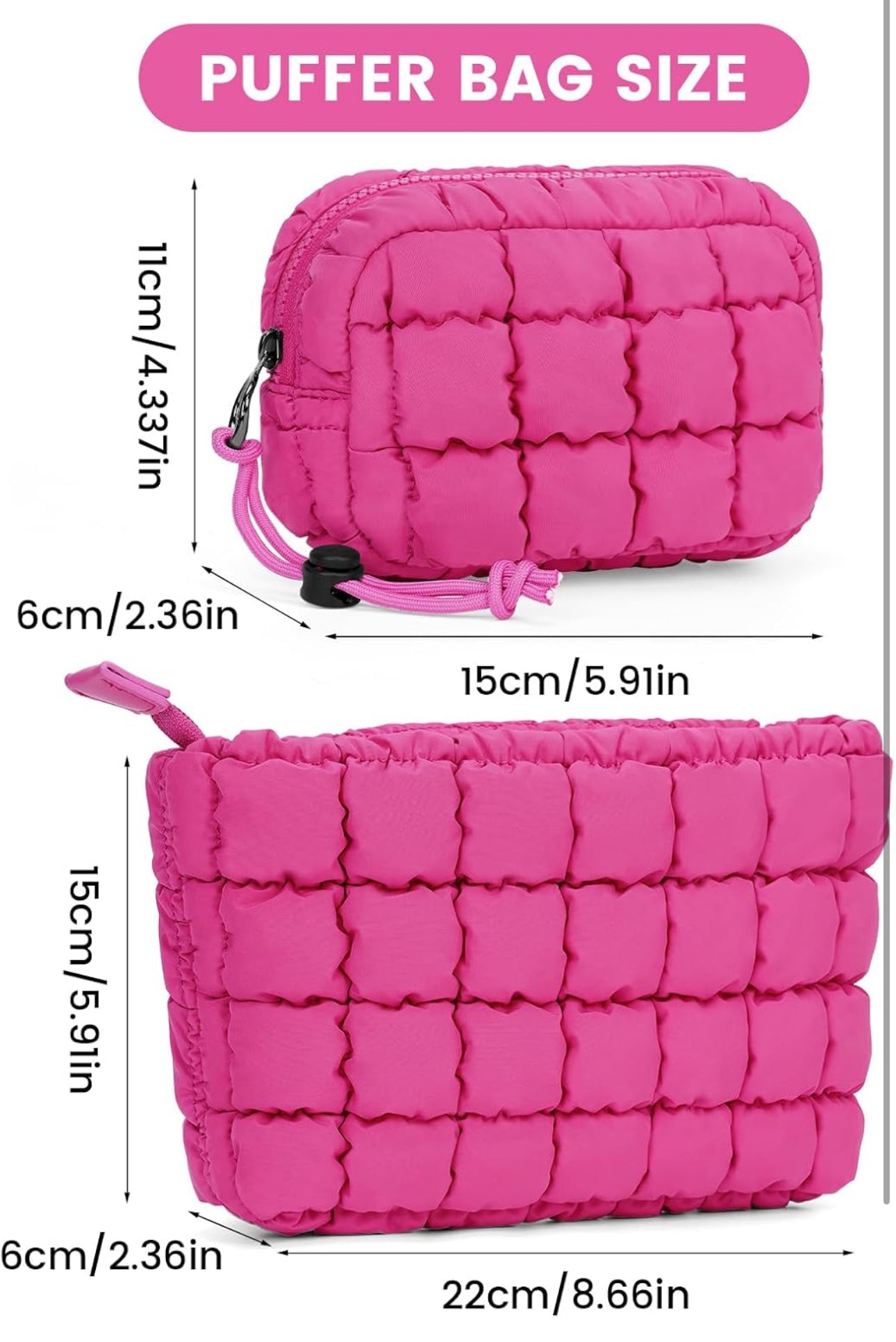 Quilted Puffer Cosmetic Bag set