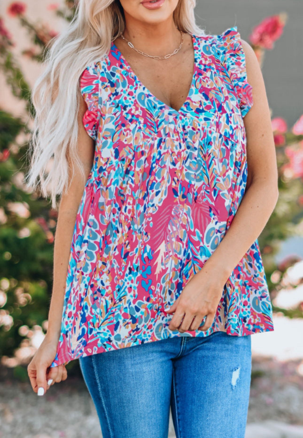 Boho Pattern V Neck Top