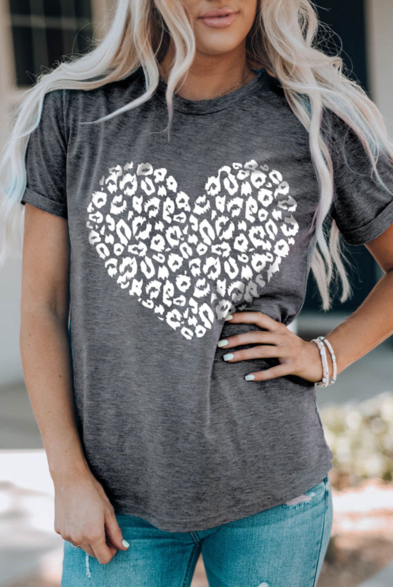 Gray Leopard Kiss Tee