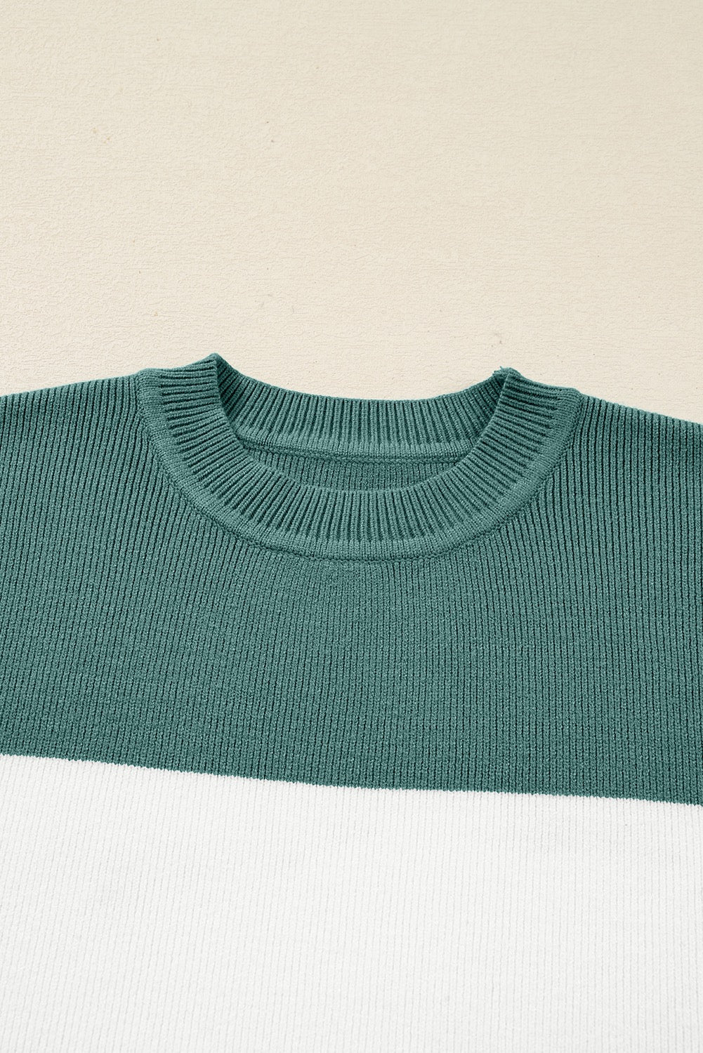 Colorblock Ribbed Knit Sweater – Green Mix