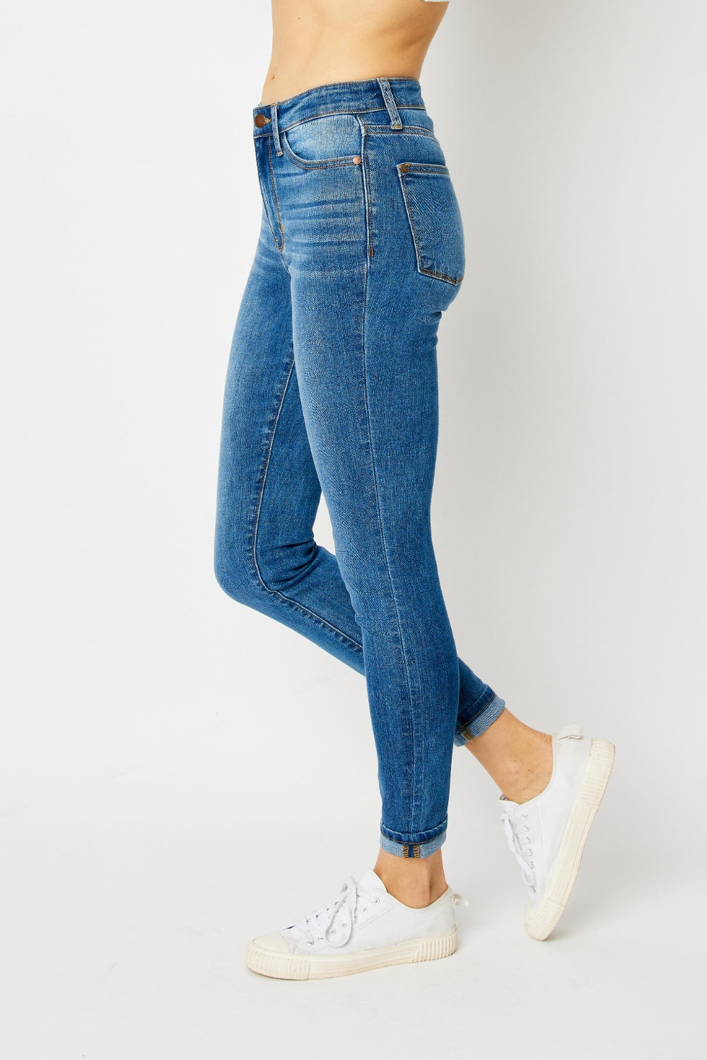 Pre-Order: Judy Blue Cuffed Hem Skinny Jeans