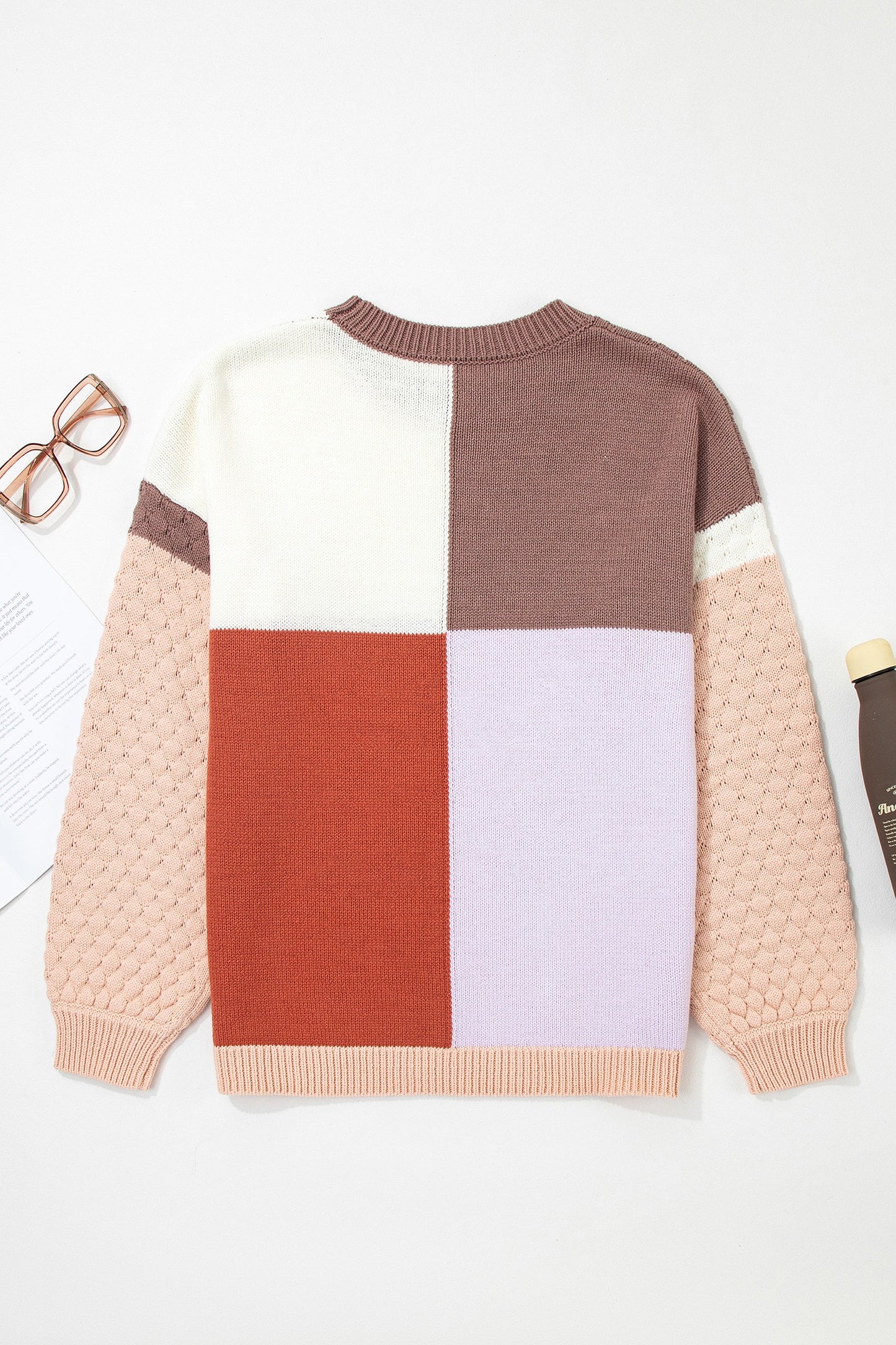 Neutral Tones - Colorblock Knit Sweater