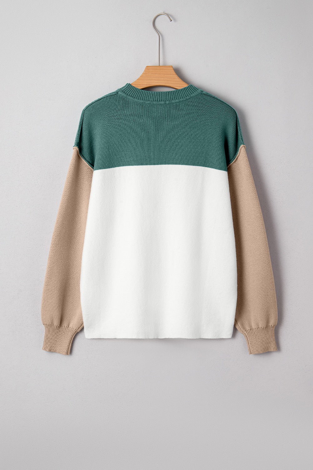 Colorblock Ribbed Knit Sweater – Green Mix