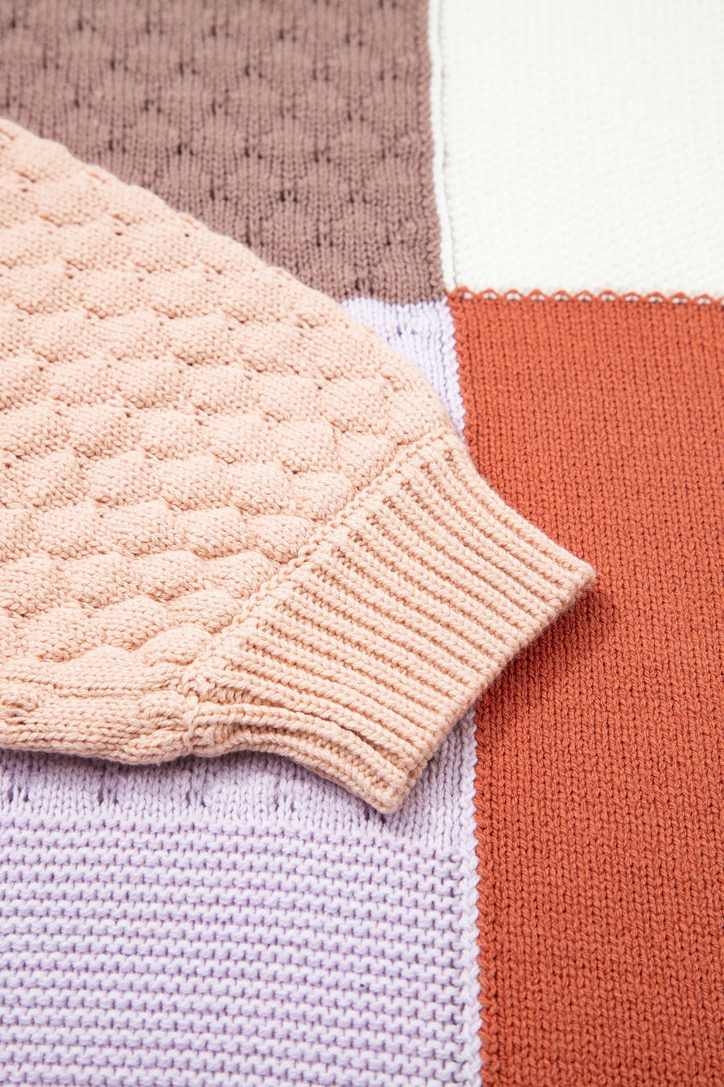 Neutral Tones - Colorblock Knit Sweater