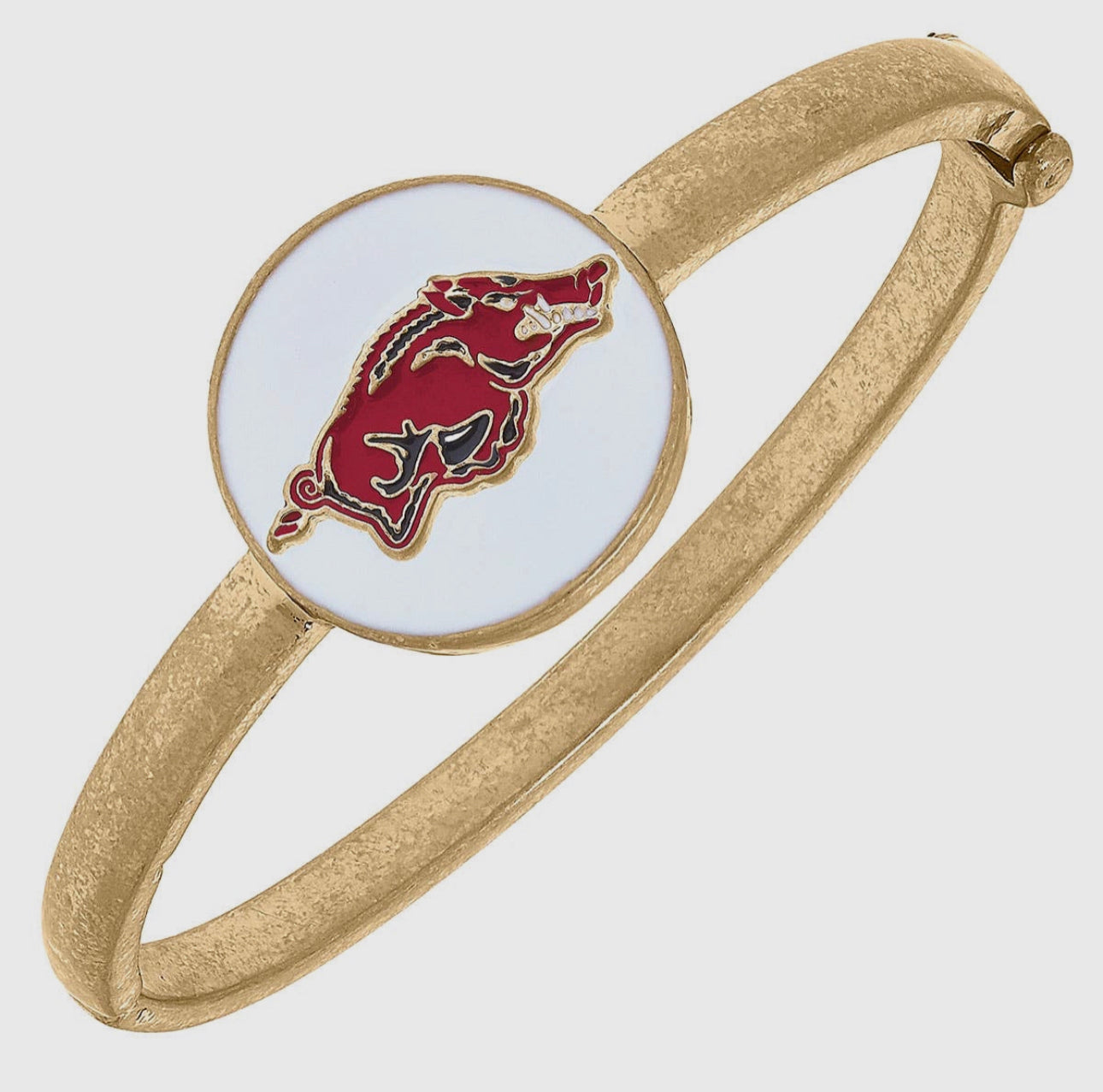 Arkansas Razorbacks Enamel Statement Hinge Bangle in White