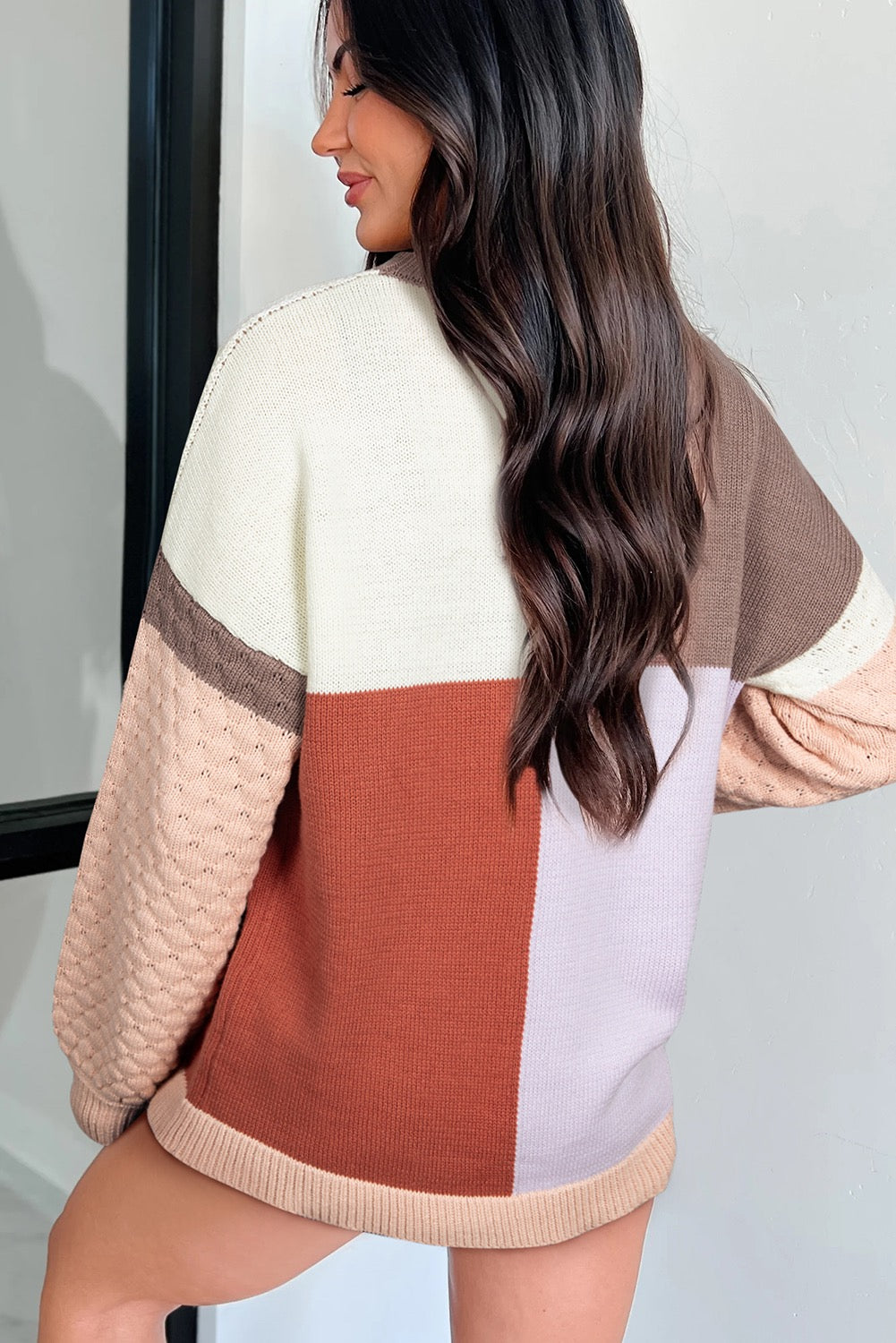 Neutral Tones - Colorblock Knit Sweater
