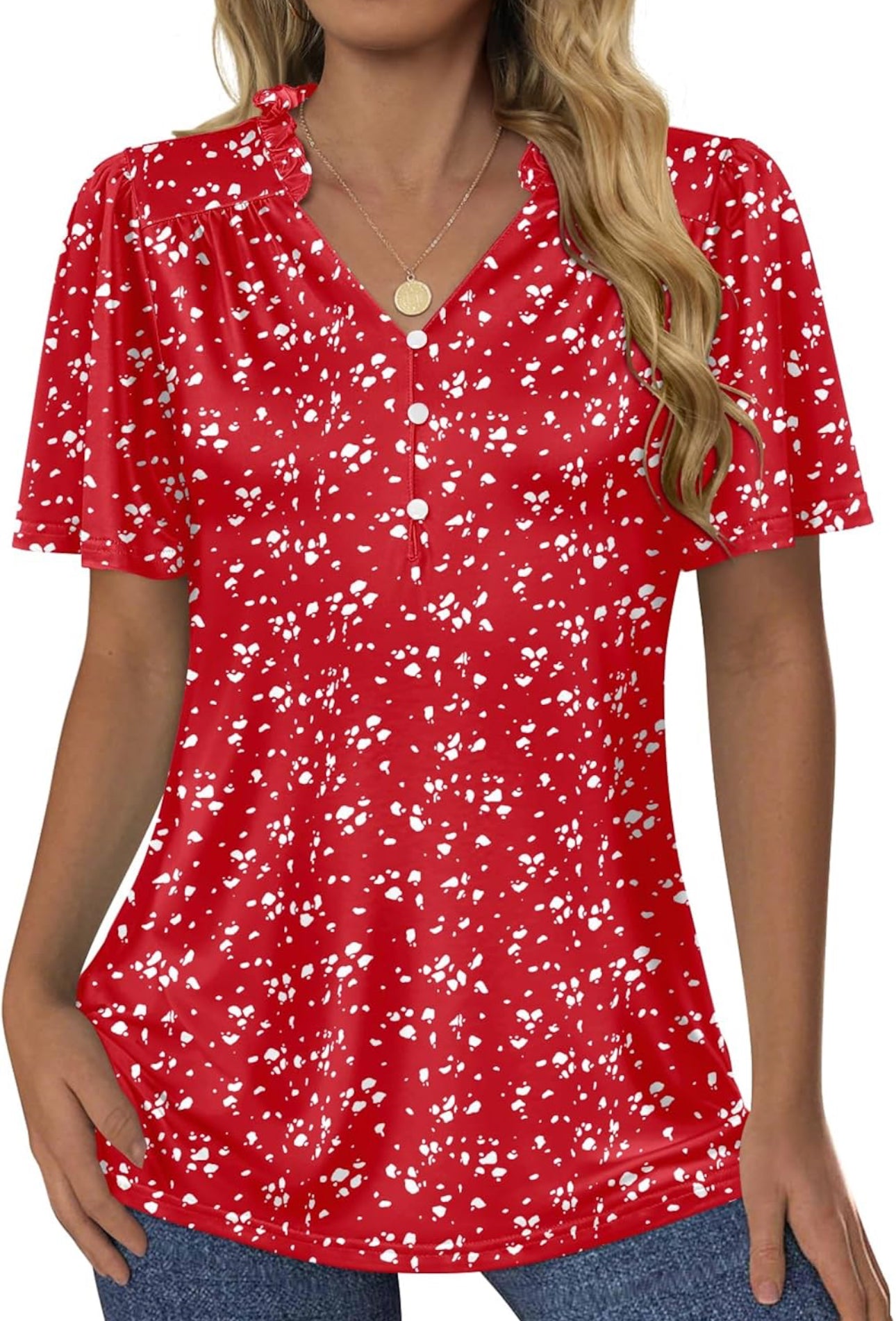 Ruffle V-Neck Blouse