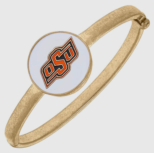 Oklahoma State Cowboys Enamel Statement Hinge Bangle in White