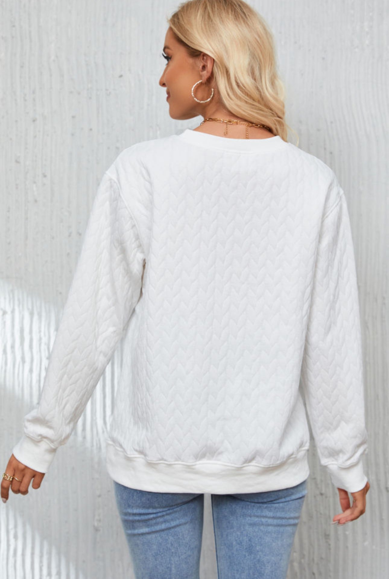 Heart XOXO Glitter Chenille Quilted Sweatshirt