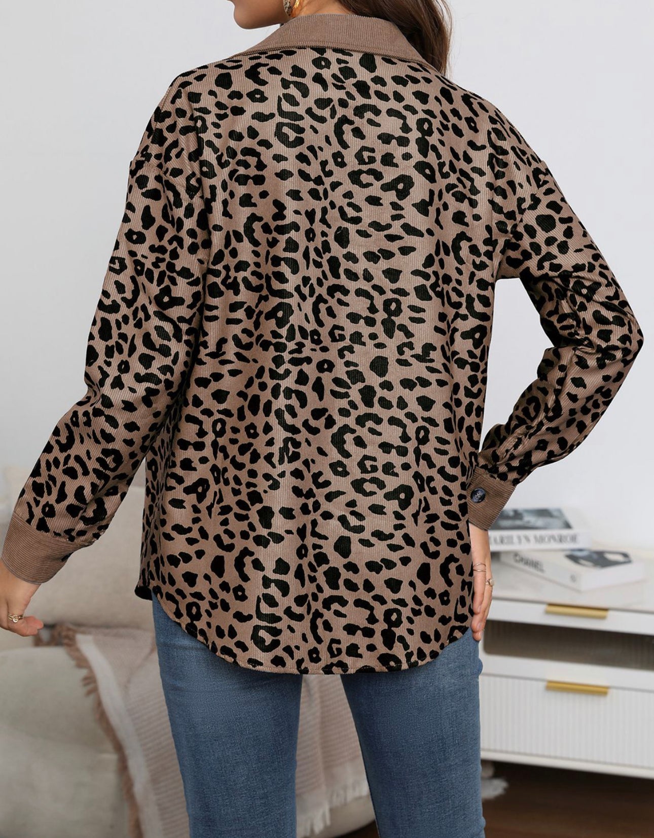 Leopard Buttoned Light weight Jacket