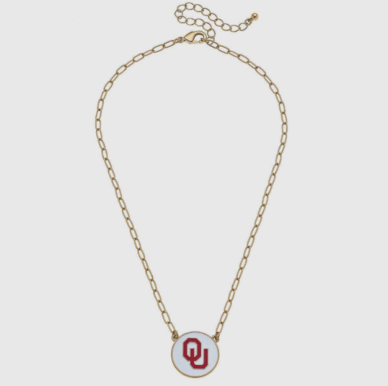 Oklahoma Sooners Enamel Disc Pendant Necklace in White