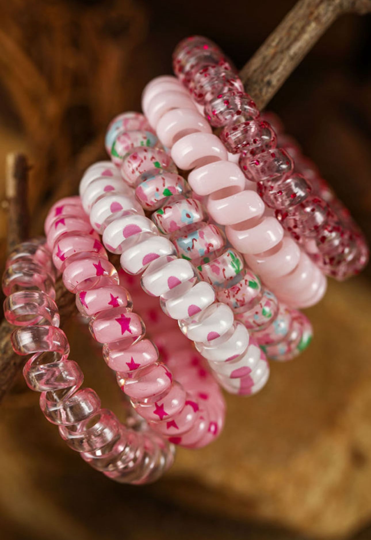 Pink Phone Cord Scrunchie Set