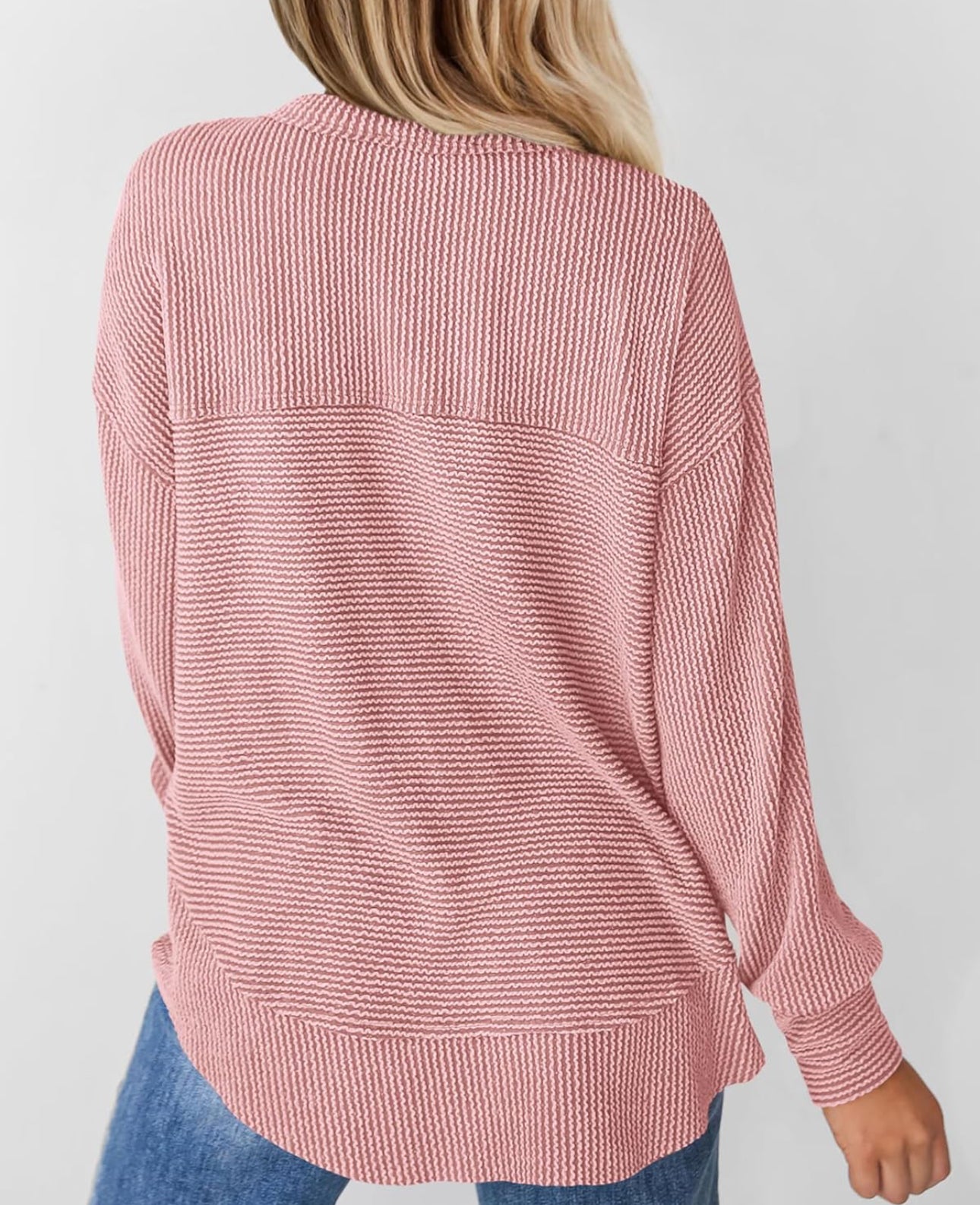 Ribbed Button Henley Top
