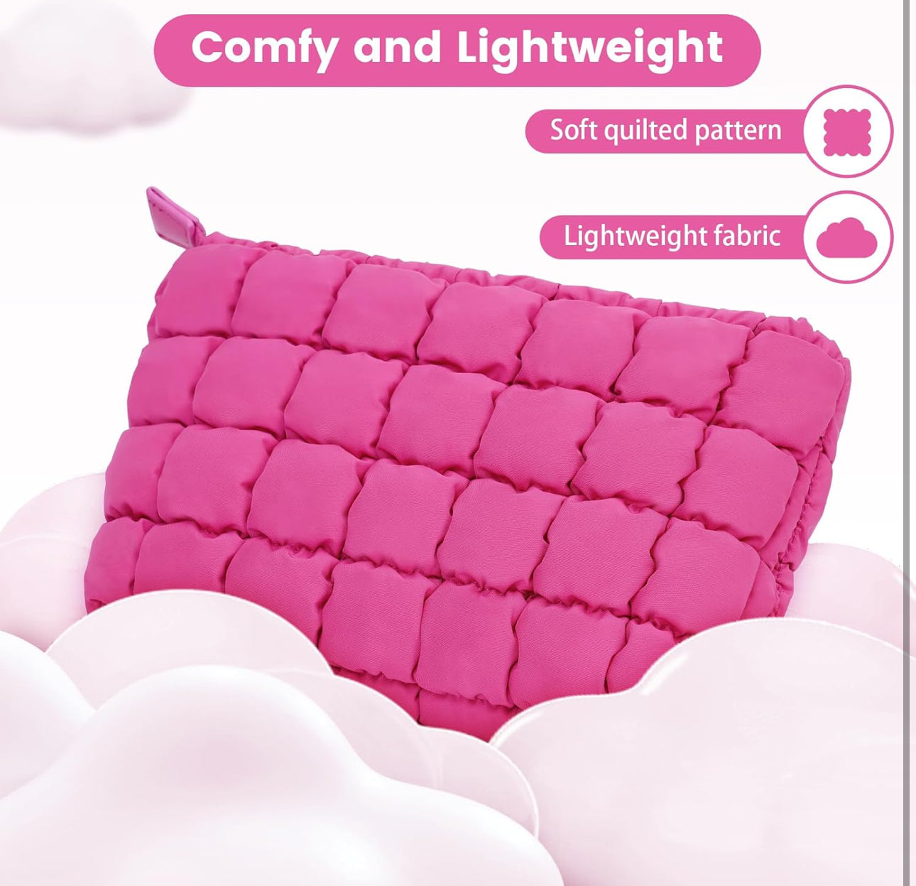 Quilted Puffer Cosmetic Bag set