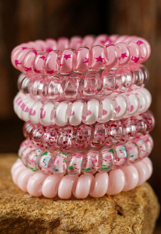 Pink Phone Cord Scrunchie Set