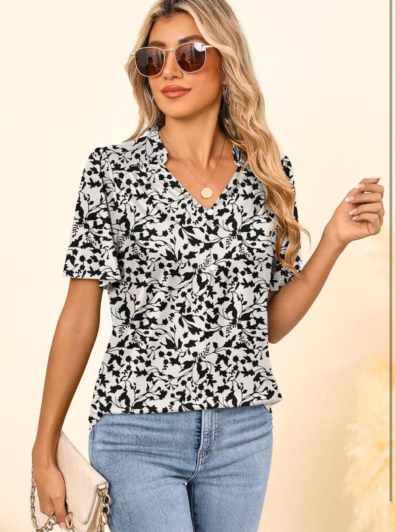 Ruffle V-Neck Blouse