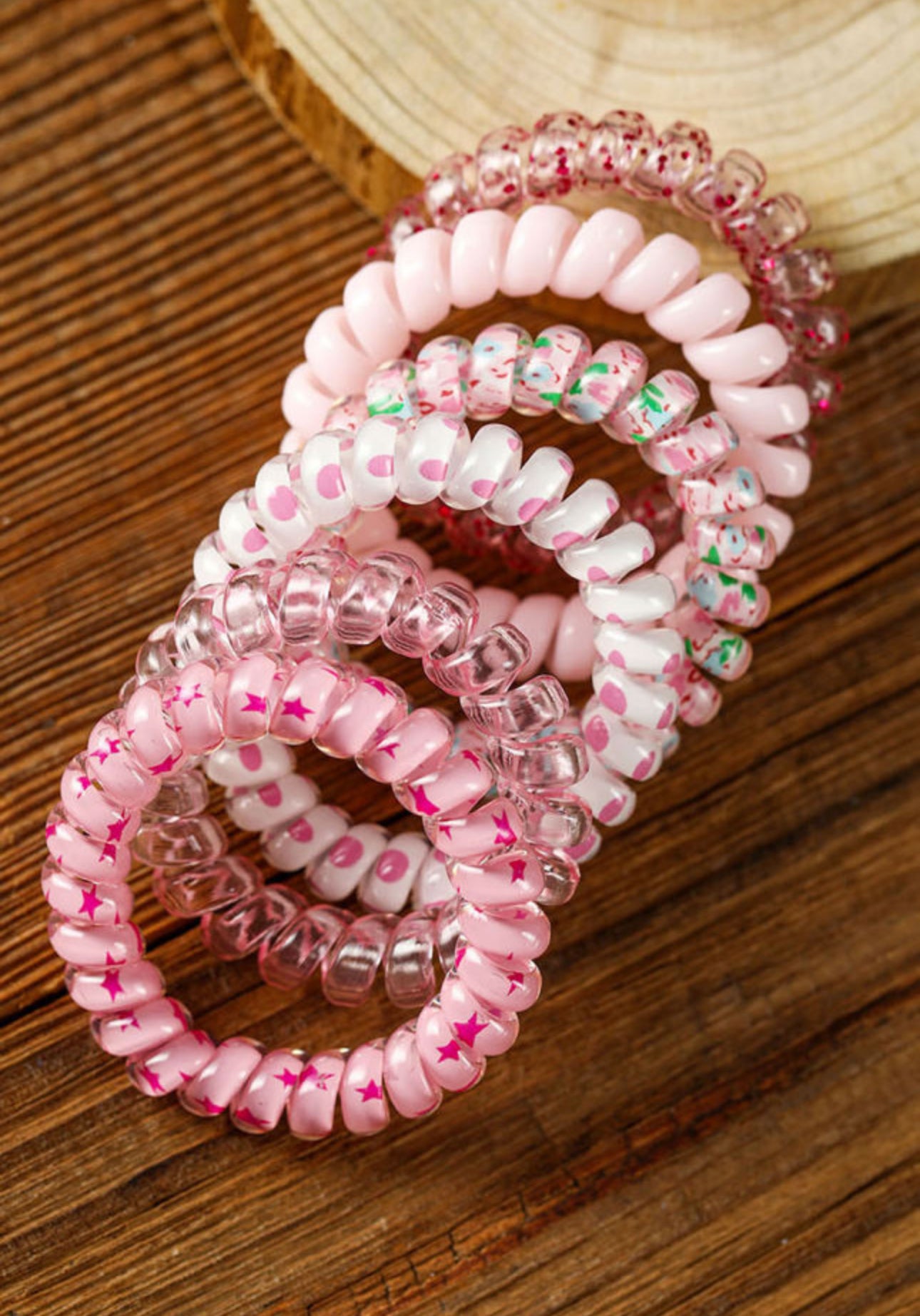 Pink Phone Cord Scrunchie Set