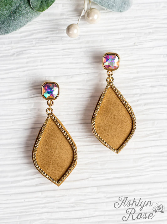 TOO STRONG TO BE DAINTY TEARDROP EARRINGS WITH GOLD CASING, BROWN