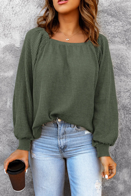Cozy Square Neck Knit Sweater – Relaxed Fit, Soft & Stylish