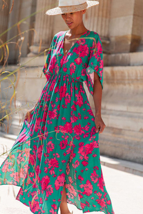 Sea Green Split Flared Maxi Dress