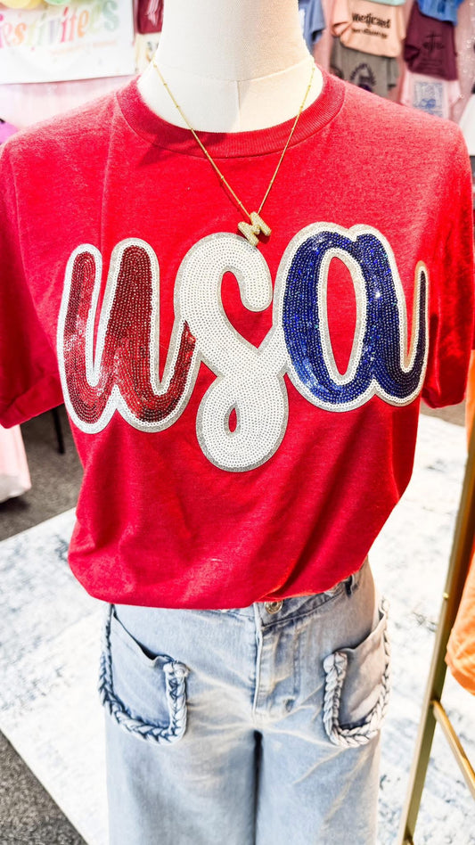 Pre-Order | USA Sequin shirt