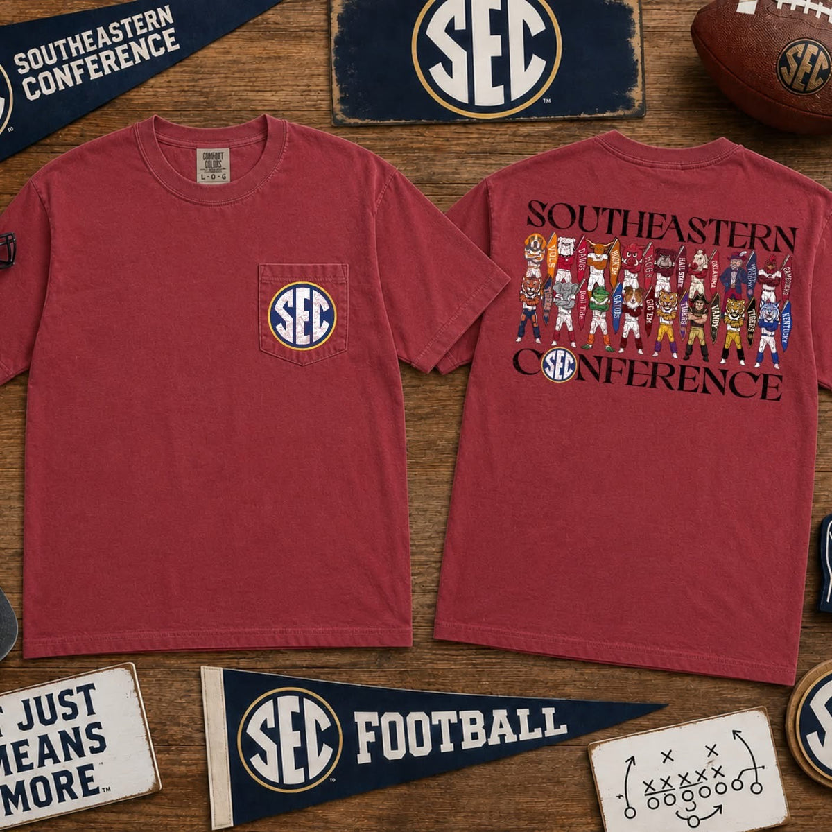 SEC Southeastern Conference Comfort Colors tee mockup