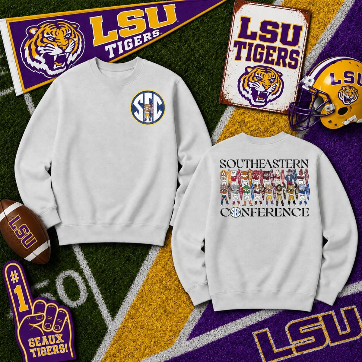 LSU SEC sweatshirt mockup