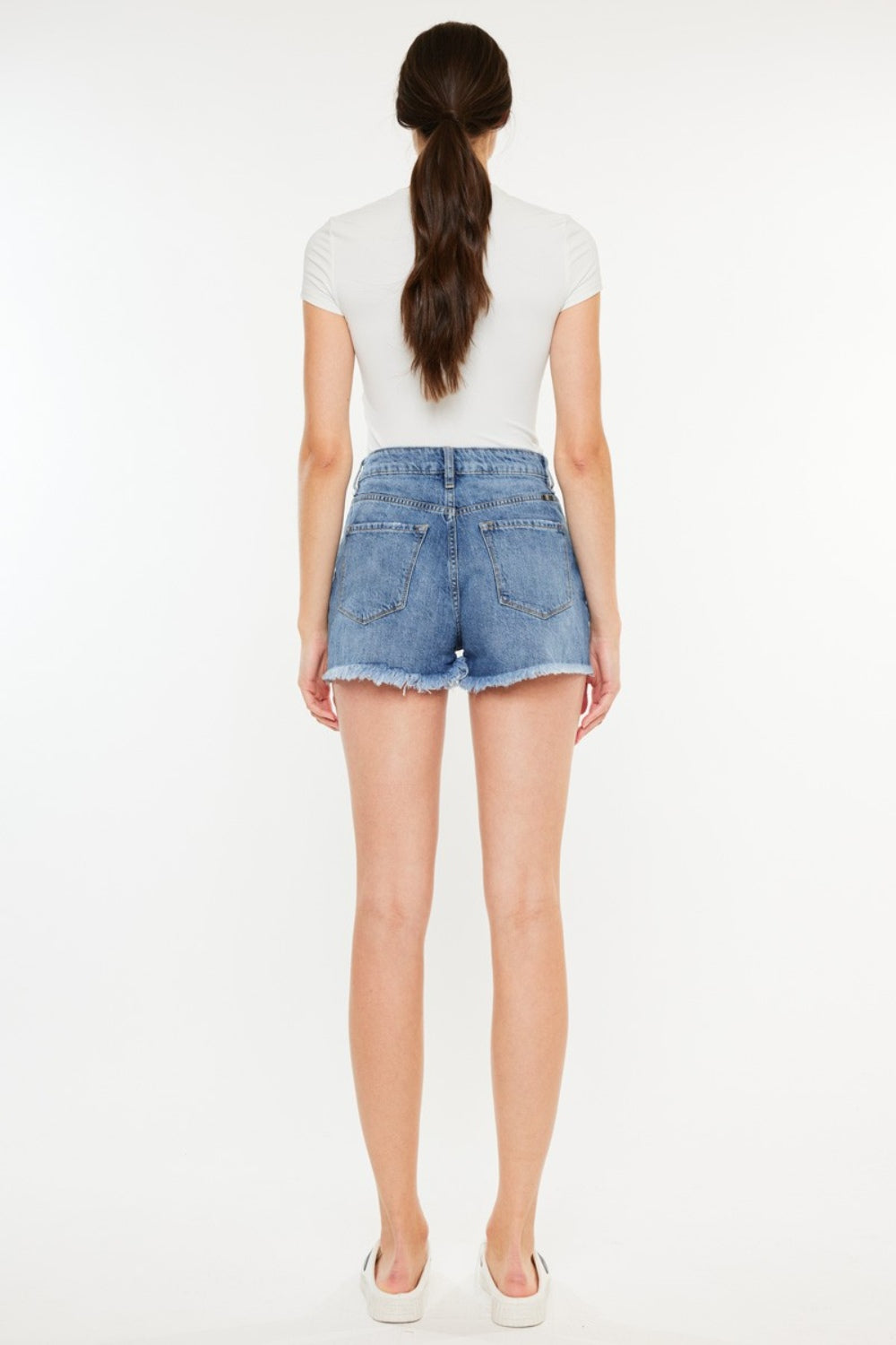 Pre-Order | Kancan Distressed Raw Hem High Waist Denim Shorts